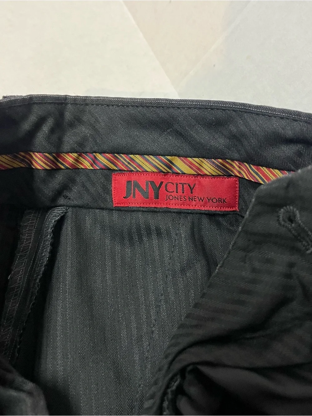 Jones New York Men's 42R Blazer Jacket 35x32 Pants Gray Pinstripe Wool Suit